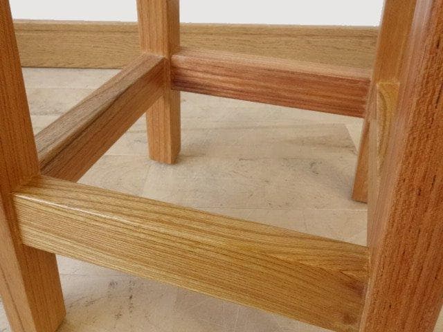 北海道手作り家具　ケヤキ（欅）材　スツール　布座（オレンジ色）