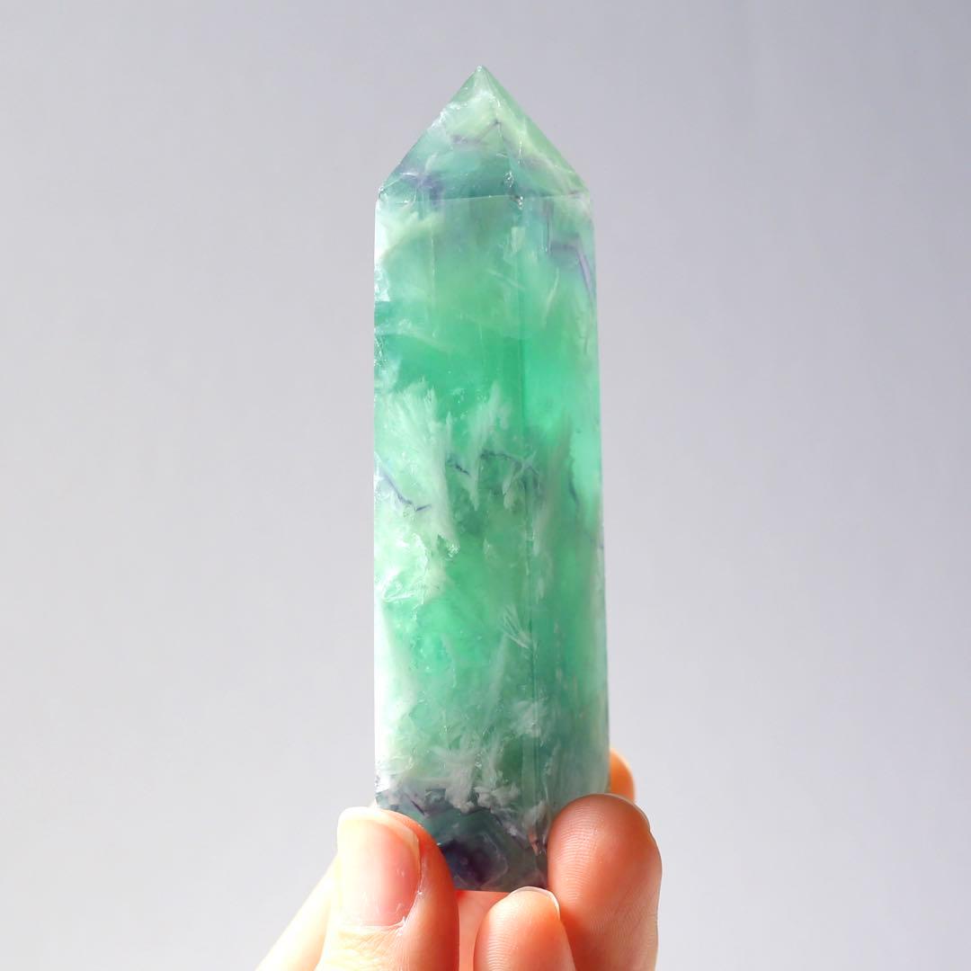エンジェルフェザーフローライト ポイント タワー 天然石 蛍石 希少 鉱物