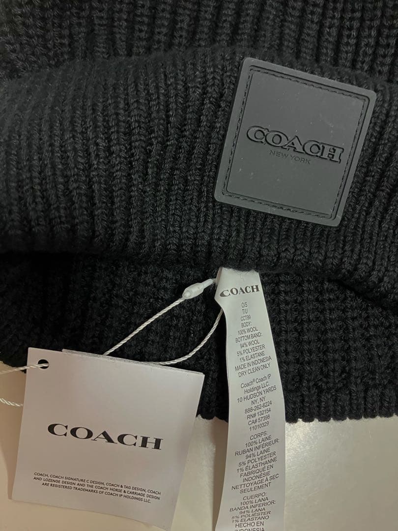 新品　ショッパー付　COACH コーチ　ニットキャップ