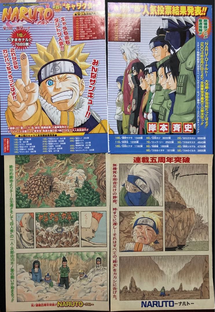 NARUTO ナルト　岸本斉史　カラー表紙　切り抜き　少年ジャンプ