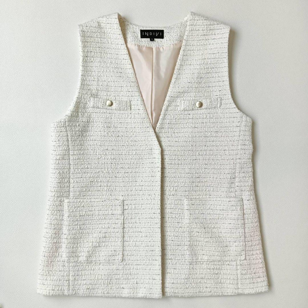 新品タグ付き✨インディヴィ INDIVI ツイードジレ ボウタイブラウス セット
