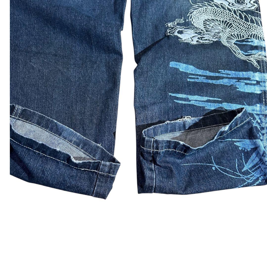 DOG TOWN 黒龍 和柄 刺繍 バギーパンツ Y2K ドッグタウン a