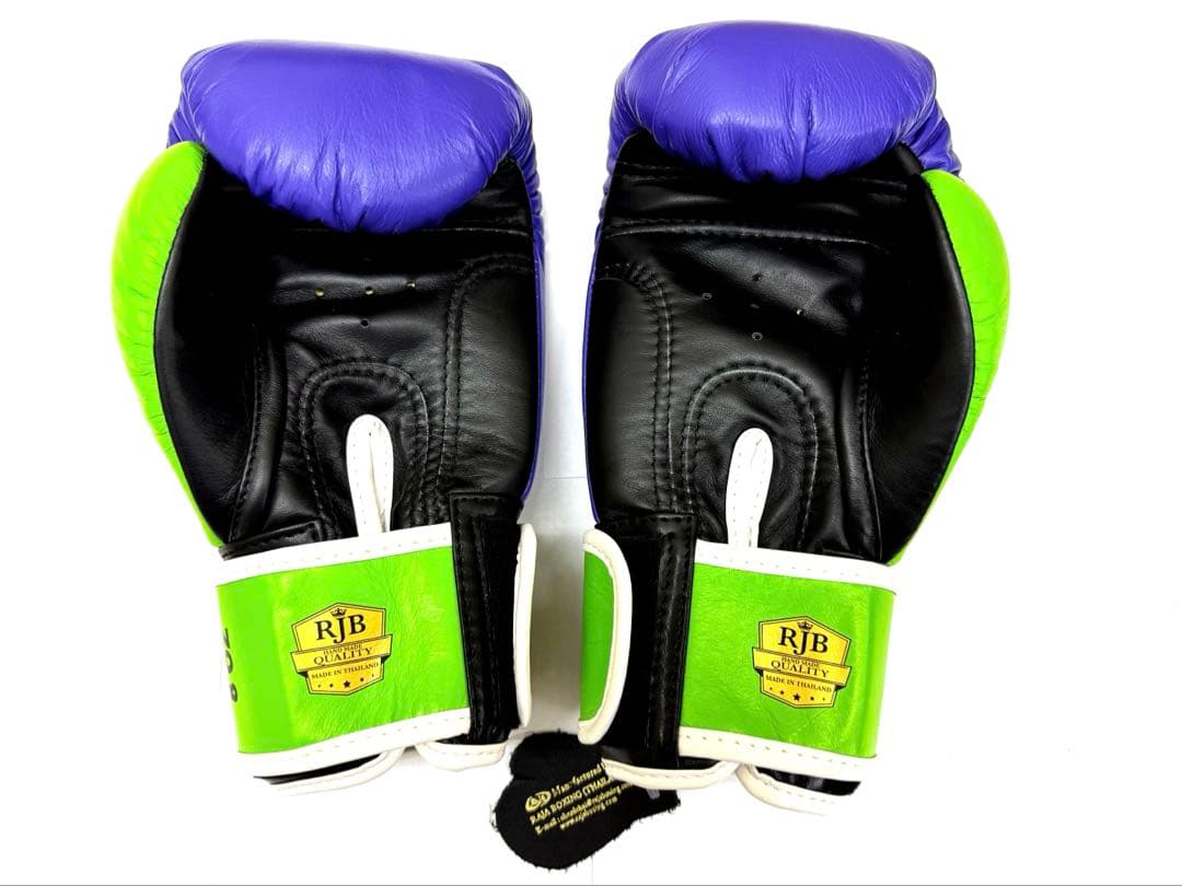 新品　RAJA ボクシンググローブ 14oz ラジャ　紫緑黒　本革製