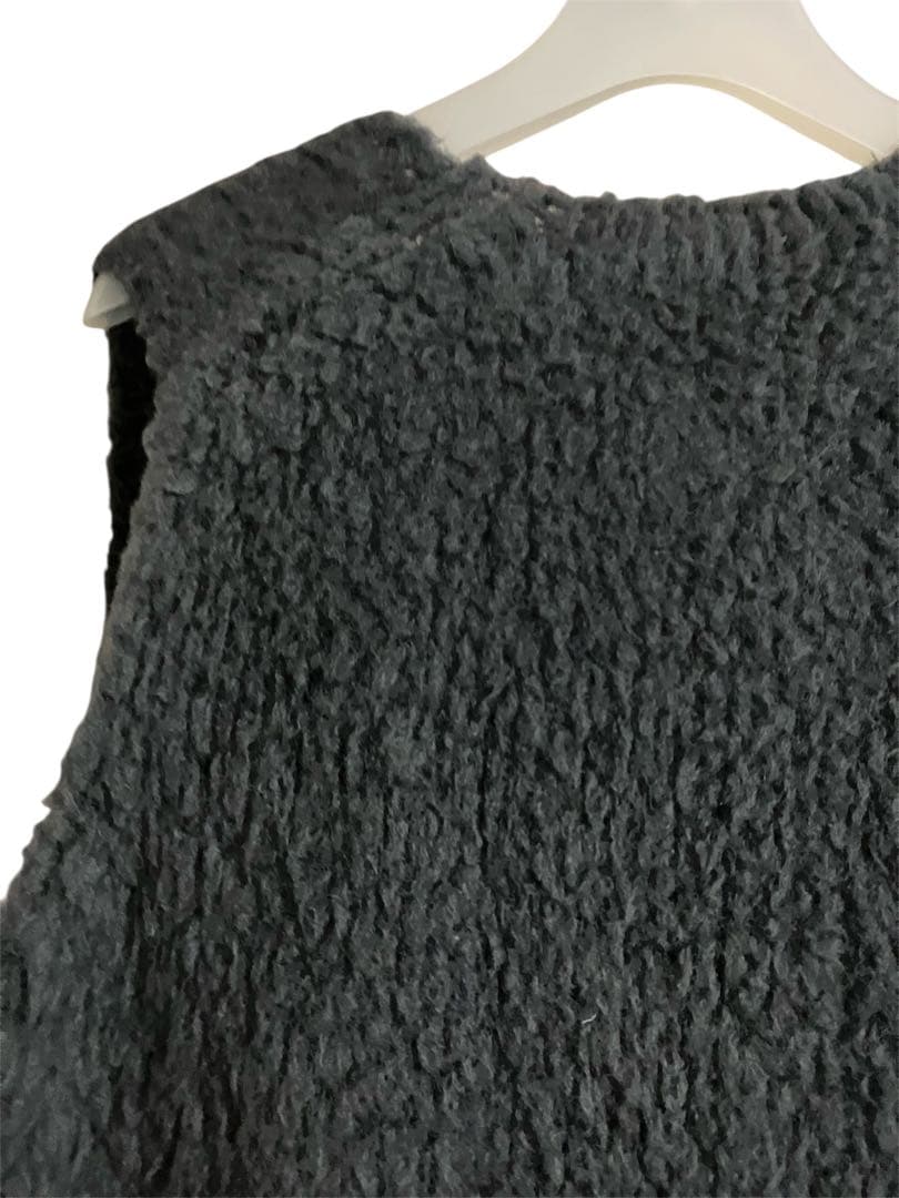 evam eva boa long vestウールボアロングベストsumi