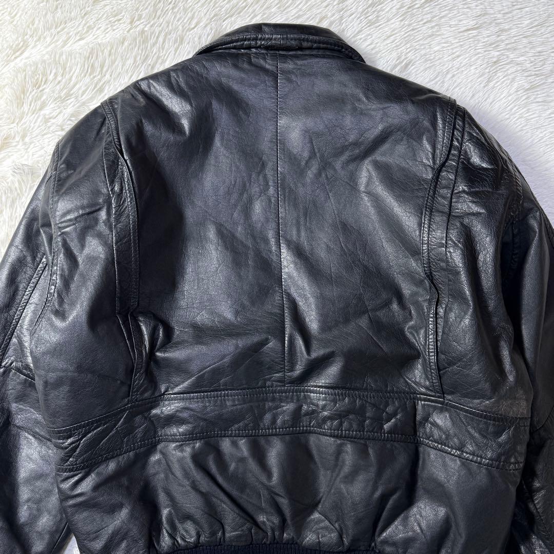 【90s】A-2 ブラックレザー フライトジャケット M 牛革 短丈