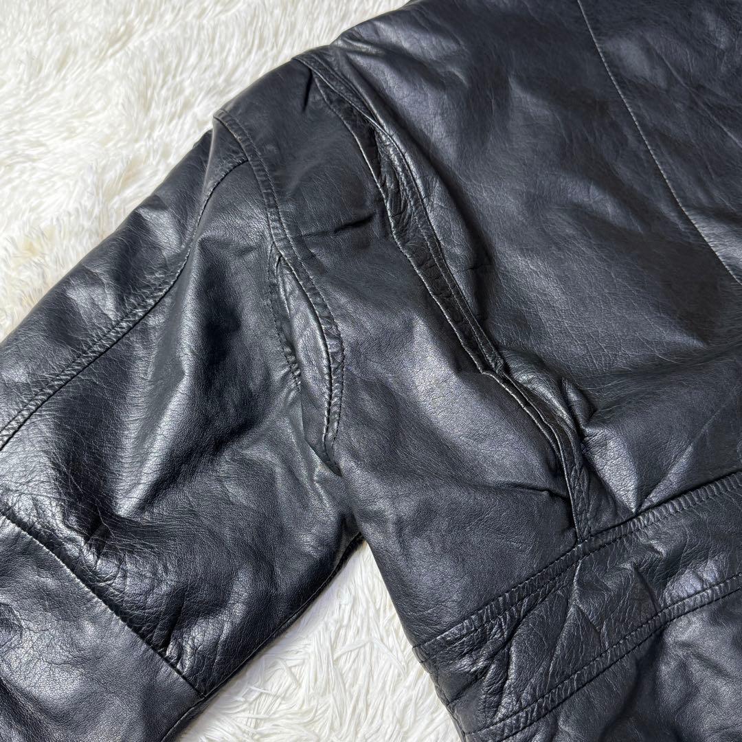 【90s】A-2 ブラックレザー フライトジャケット M 牛革 短丈