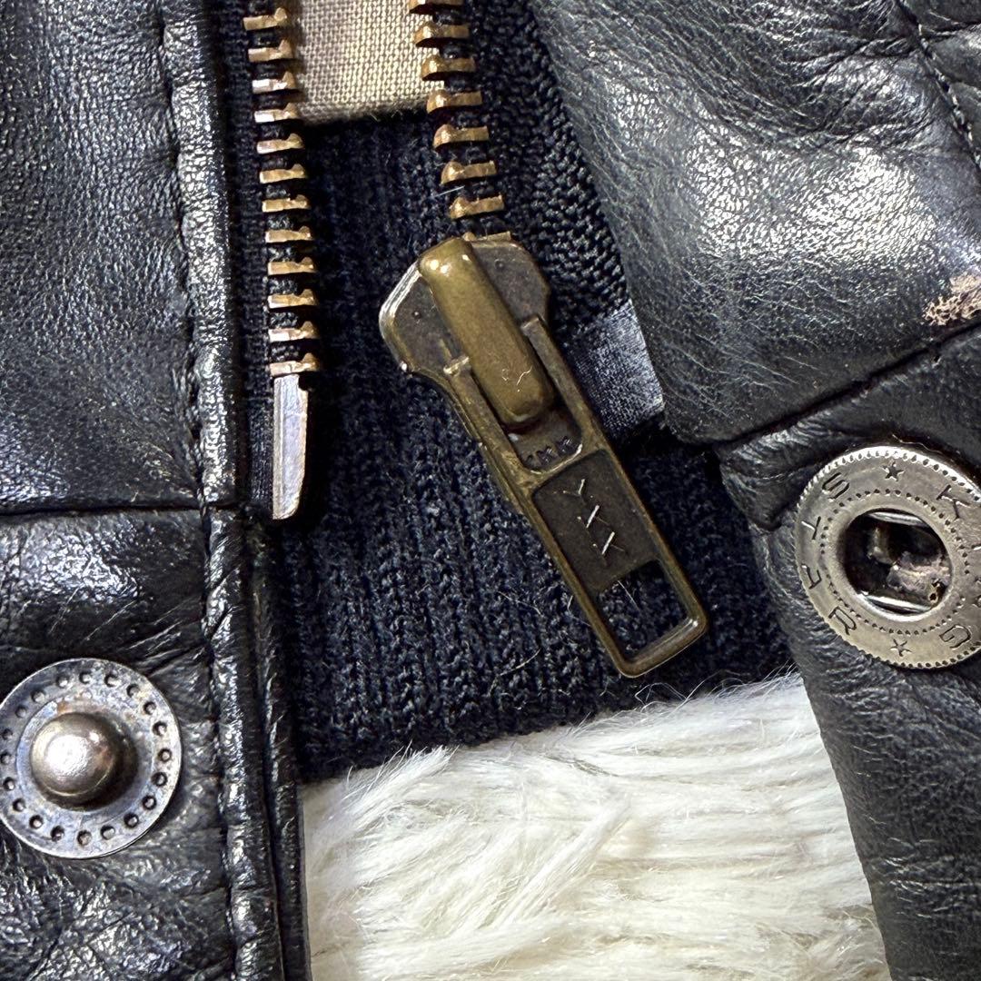 【90s】A-2 ブラックレザー フライトジャケット M 牛革 短丈