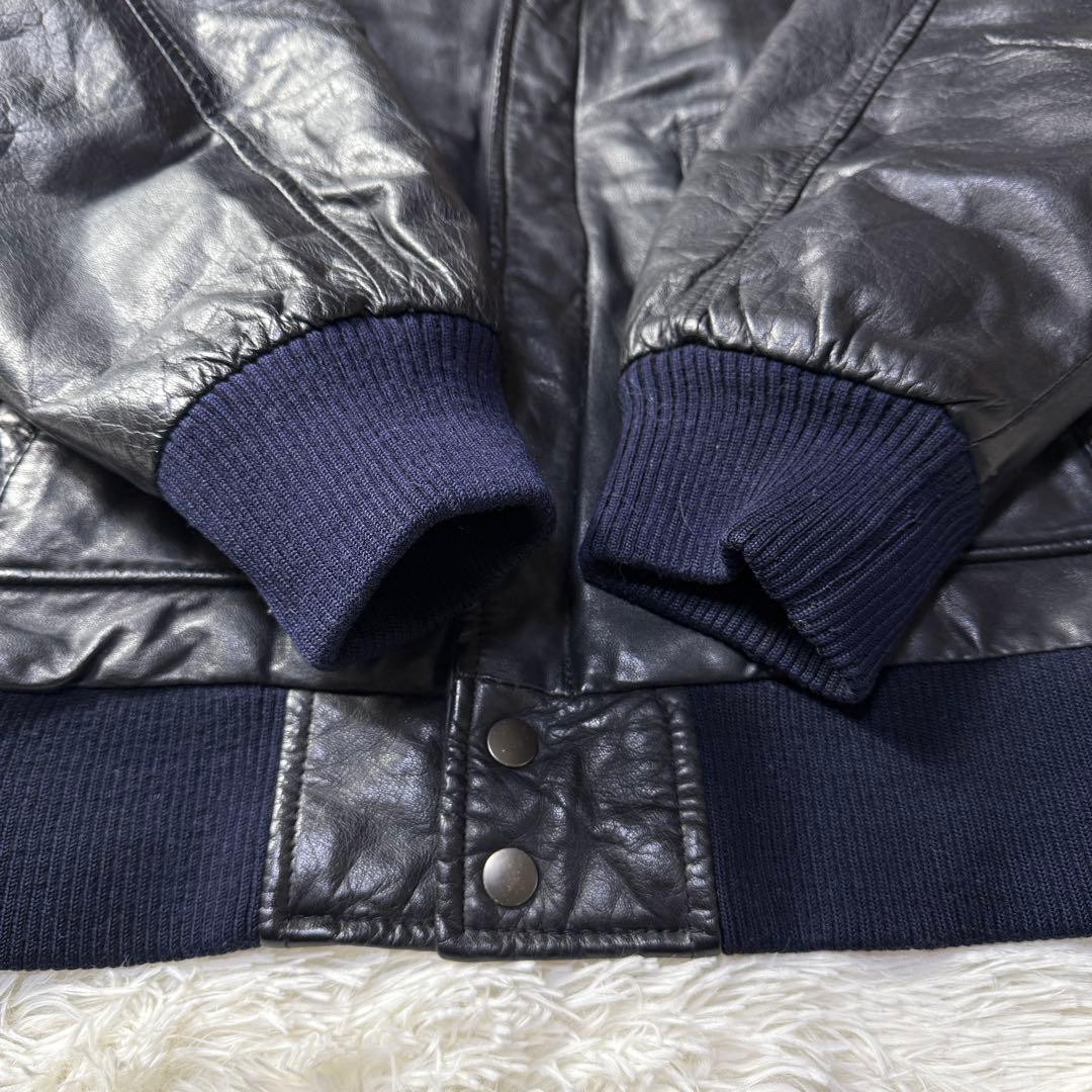 【90s】A-2 ブラックレザー フライトジャケット M 牛革 短丈