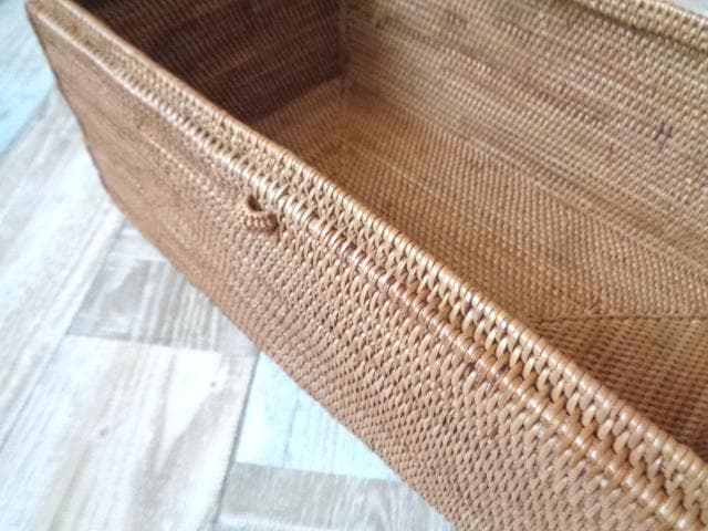 長方形ボックス●フタ付●無地●アタ●バリ島●1311.1●大きめサイズ