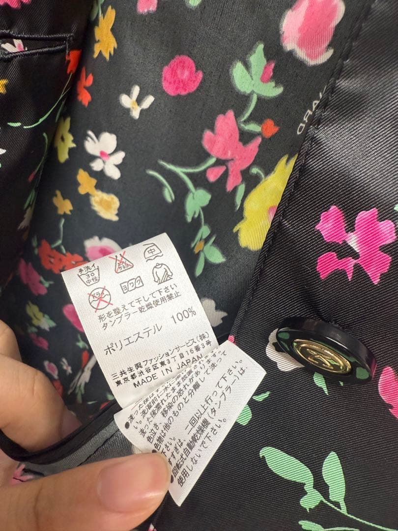 レオナール レインコート フラワー柄 ポリエステル　3size 袋付き付