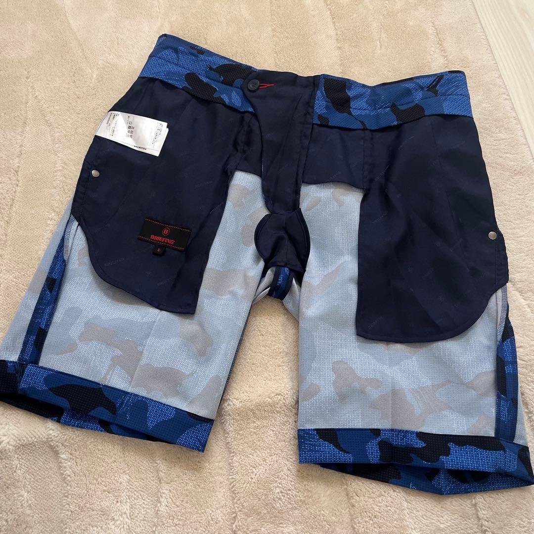 新品★27,500円 メンズS BRIEFING カモフラショートパンツ 青黒