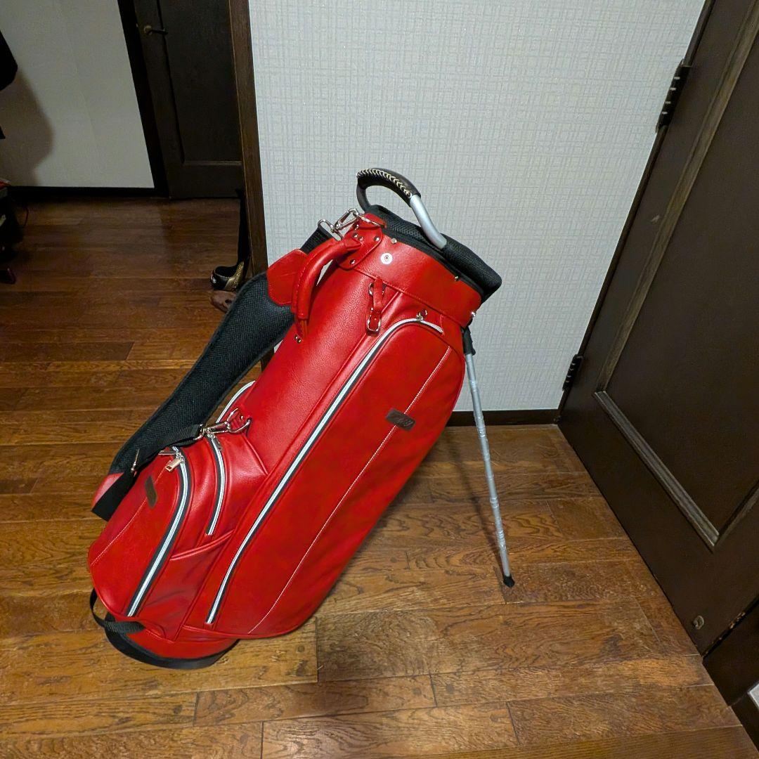 【極美品/お洒落】ゴルフバッグ スタンド式　キャディーバッグ　AXEL レザー