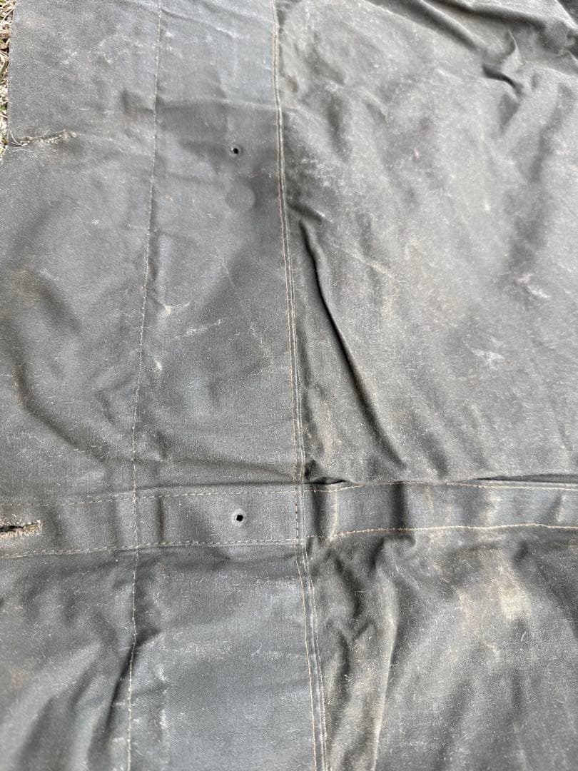 陸上自衛隊個人天幕55式官品昭和58年軍幕OD色 厚手帆布金属ボタンソロキャンプ