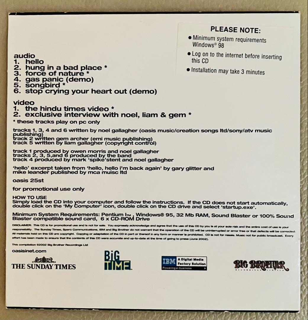 【超希少/非売品】Oasis オアシス Sunday Times限定プロモCD