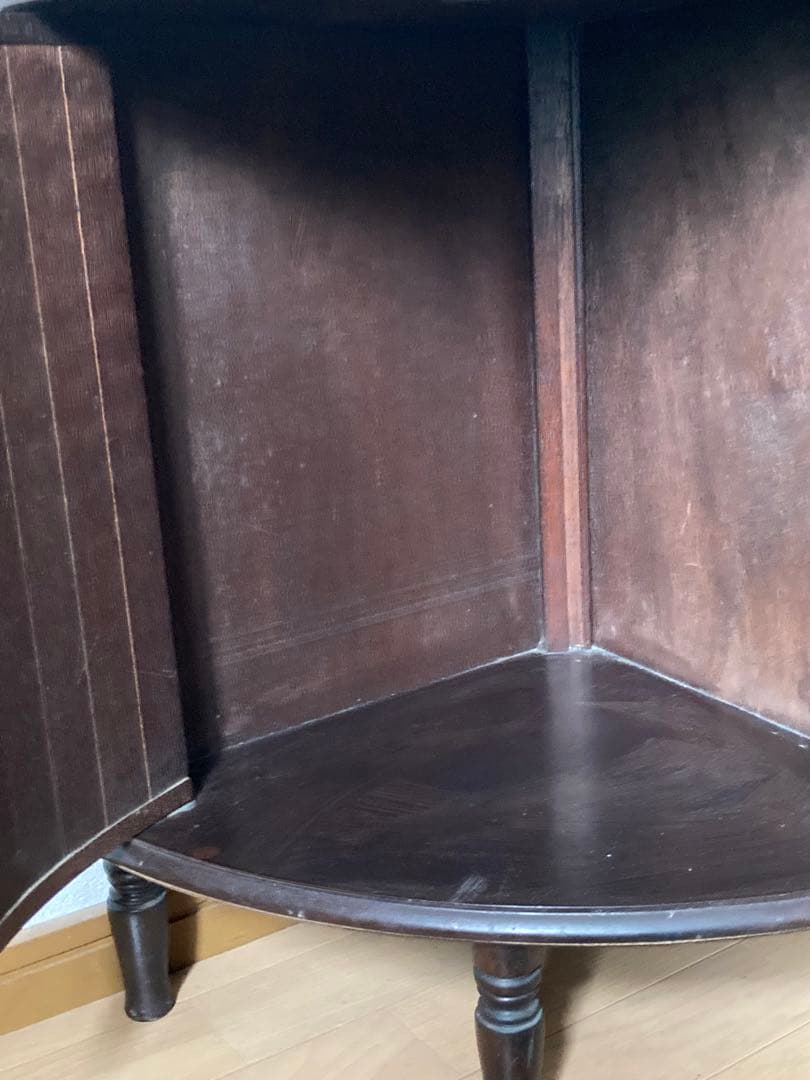 コーナーラック 木製 2段 アンティーク レトロ ブラウン シェルフ