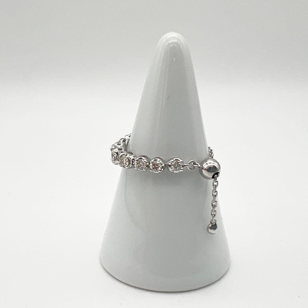 ラスト1点❗️新品‼️K18WGダイヤモンド✨0.4ctフリーサイズチェーンリング