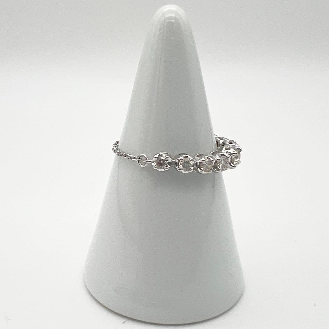 ラスト1点❗️新品‼️K18WGダイヤモンド✨0.4ctフリーサイズチェーンリング