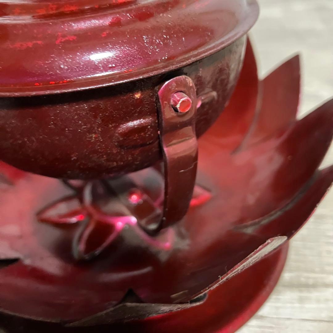 E-壁アンティーク オイルランプ アルコールランプ 蓮の花デザイン レッド