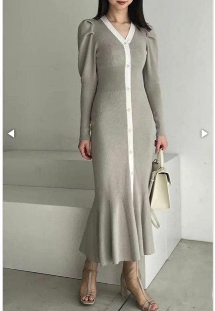 SNIDEL フロントボタン　リブニットワンピース