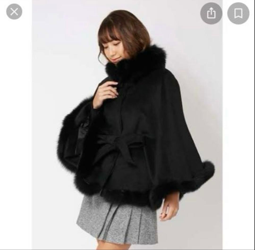 セシルマクビー　CECIL McBEE ポンチョ　コート　ケープ　リボン　ファー