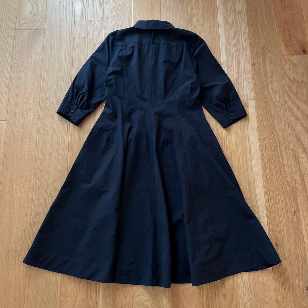 マーガレットハウエル Aライン プリーツ マット コットン シャツ ワンピース