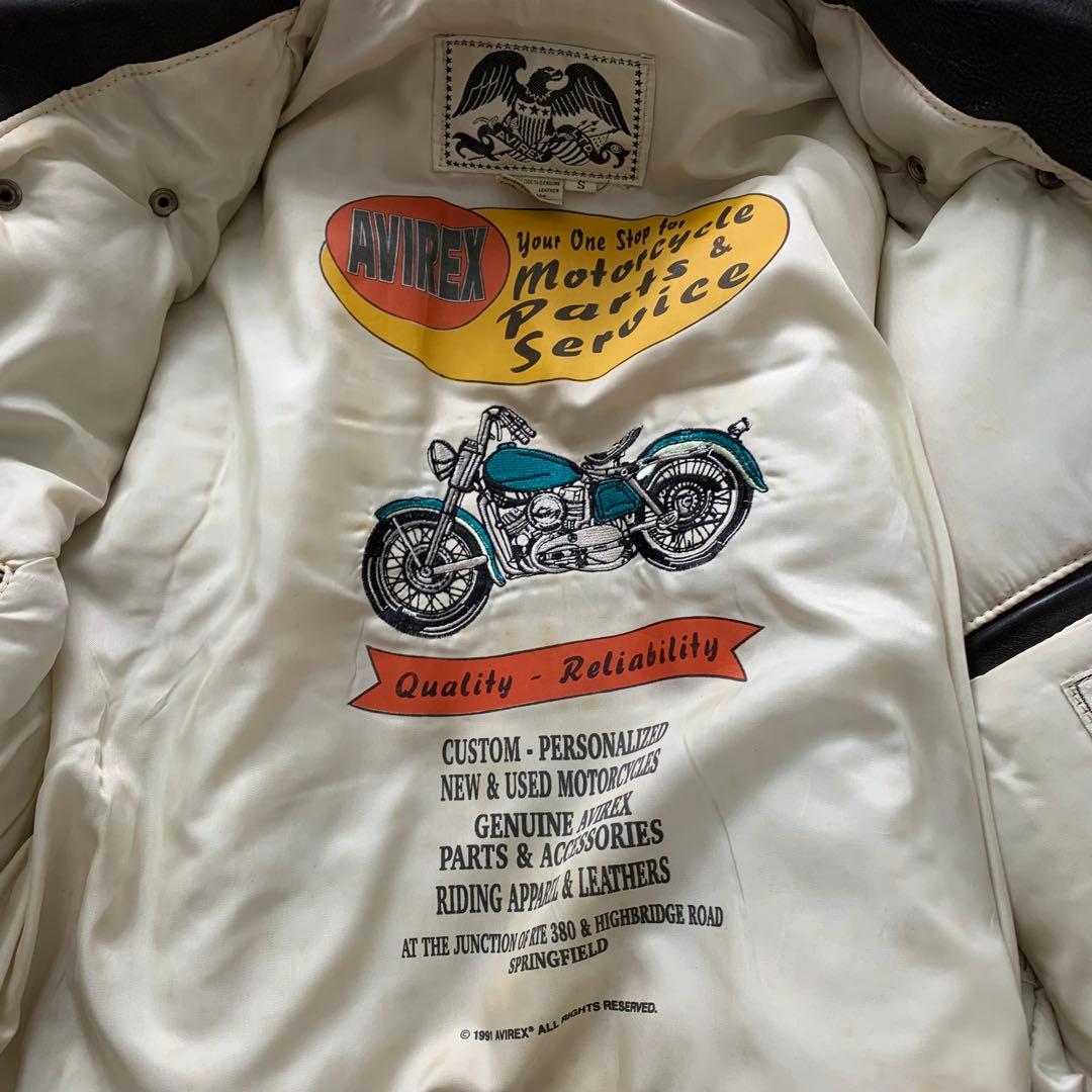 希少■アヴィレックス ライダースジャケット 本革 ワッペン ブラック XL相当