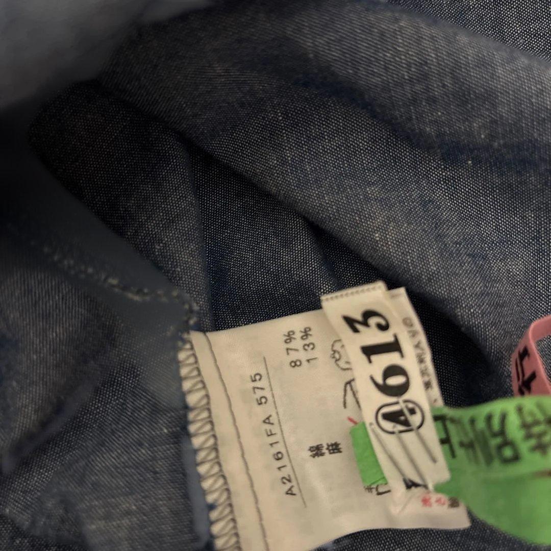 ピンクハウス　デニム　胸元フリル　ワンピース　半袖　コットンリネン