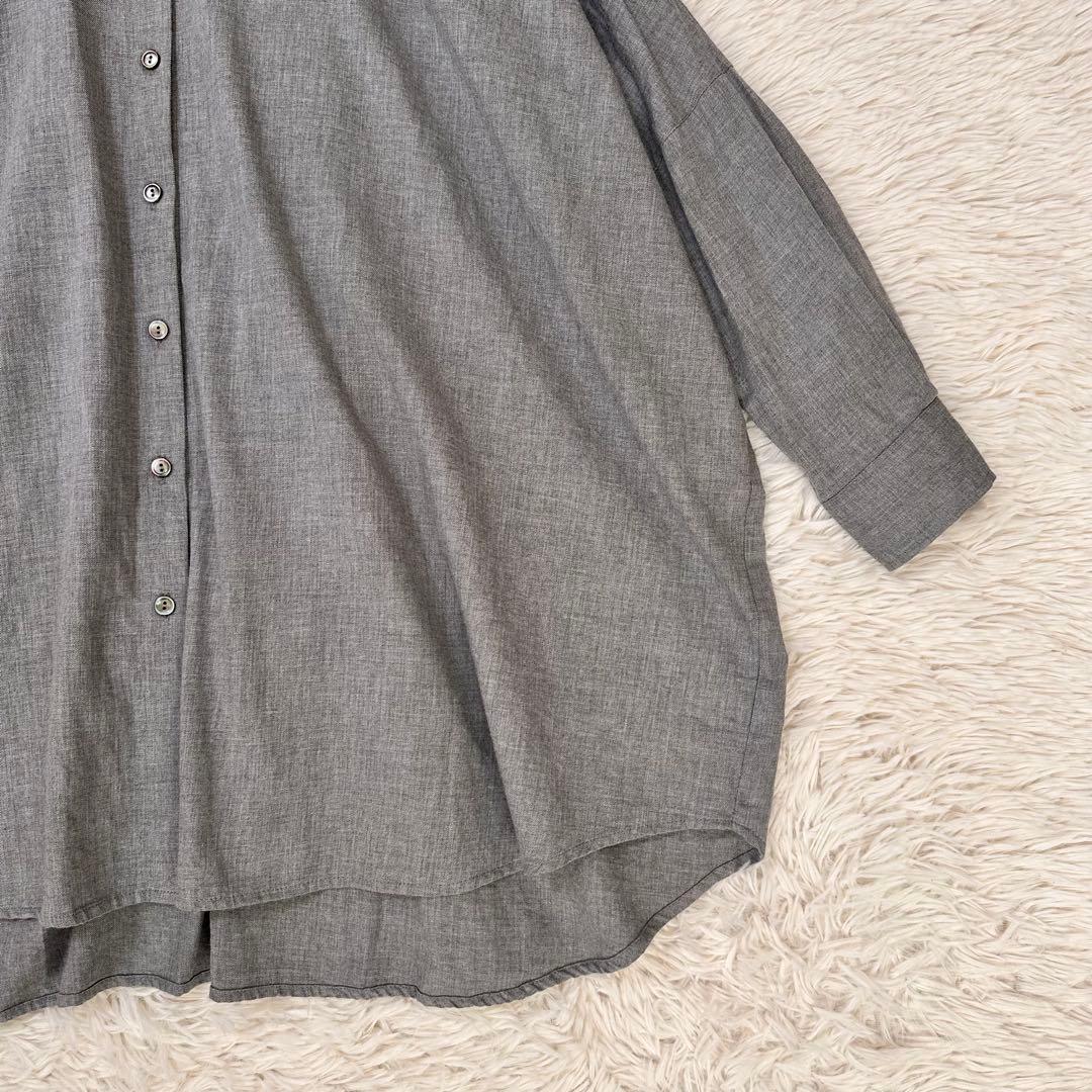 美品 ミズイロインド ワイド ビッグ シャツ チュニック オーバーサイズ グレー