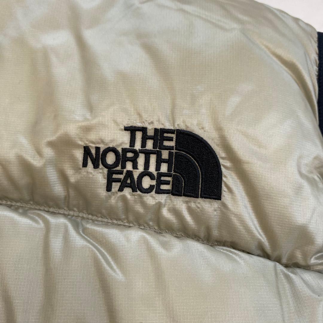 美品★THE NORTH FACE ダウンベスト 刺繍ロゴ ベージュ L