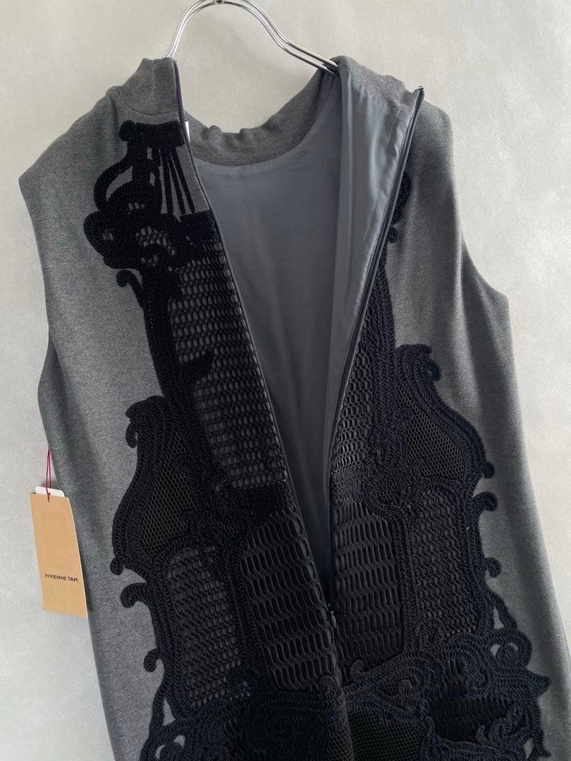 極美品✨ヴィヴィアンタム　メッシュ　ノースリーブワンピース　XL 42 グレー