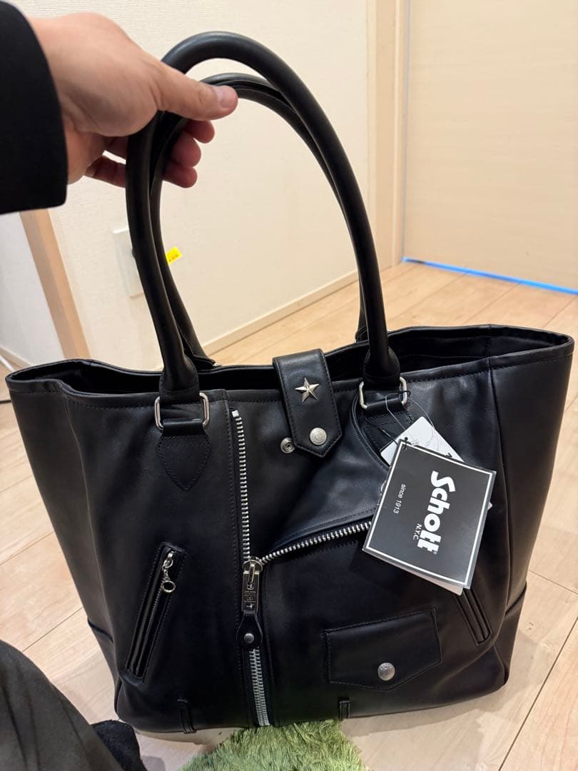 む　《新品未使用》　Schott ライダース　トートバッグ　ブラック