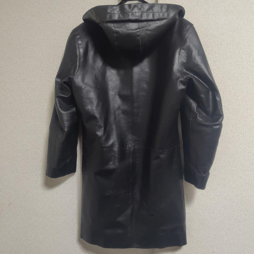 A.A.R yohji yamamoto フード付きブラックレザーコート
