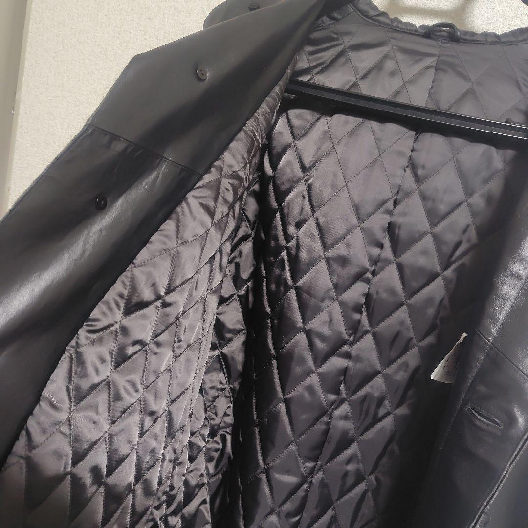 A.A.R yohji yamamoto フード付きブラックレザーコート