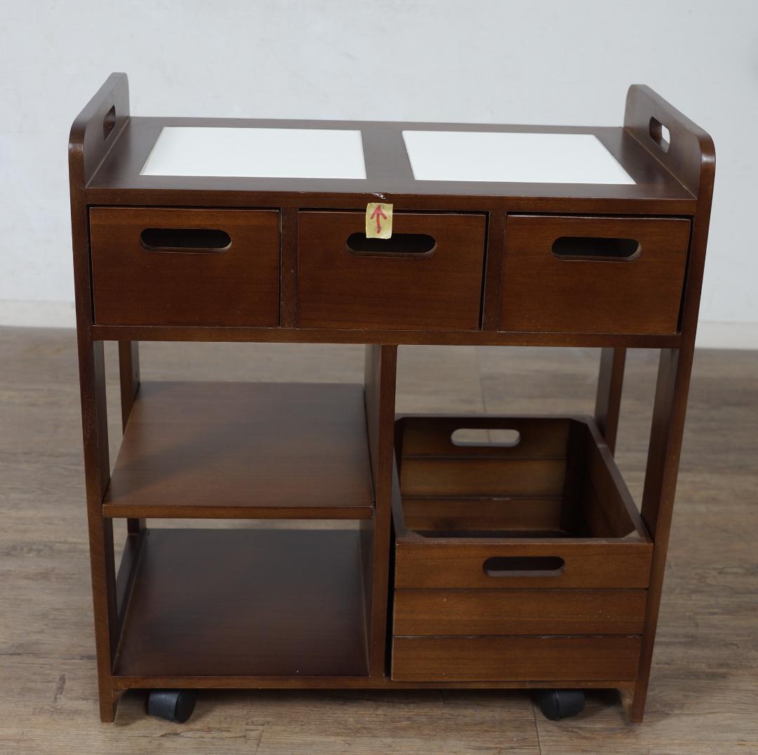 【新品・未使用】 桐製 マルチストッカー キッチンラック 収納　ワゴン　完成品