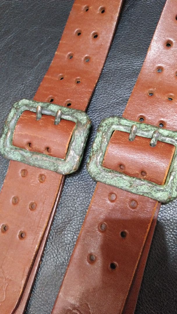 J*様 EVISU エヴィス　本革レザー サスペンダー 　ブラウン