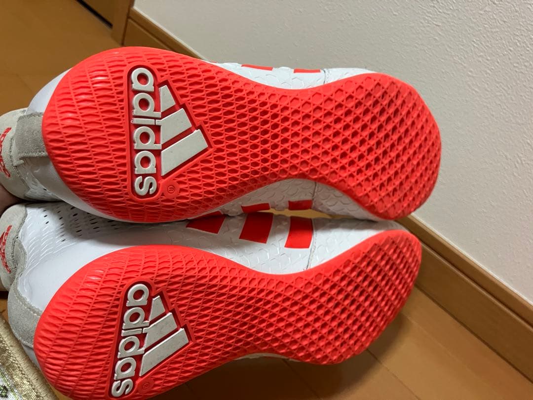 美品　adidas ボクシングシューズ ホワイト/レッド　リングシューズ