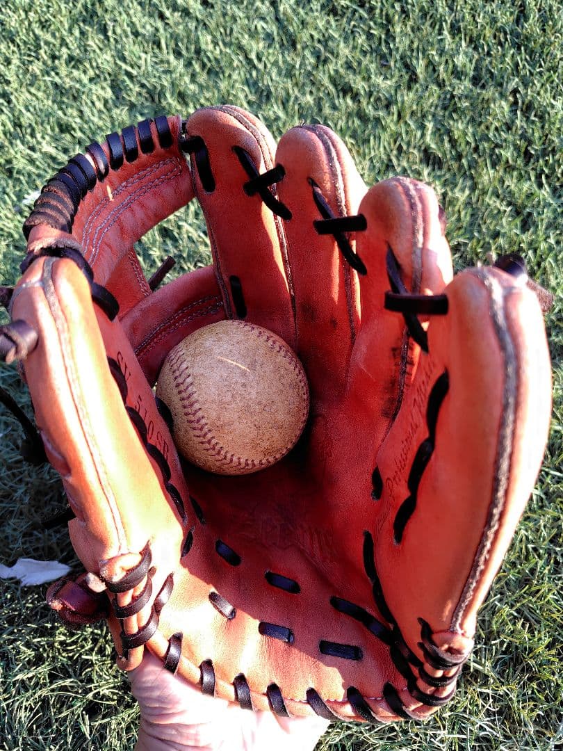 Zeems レザー硬式グローブ オレンジ　三方親