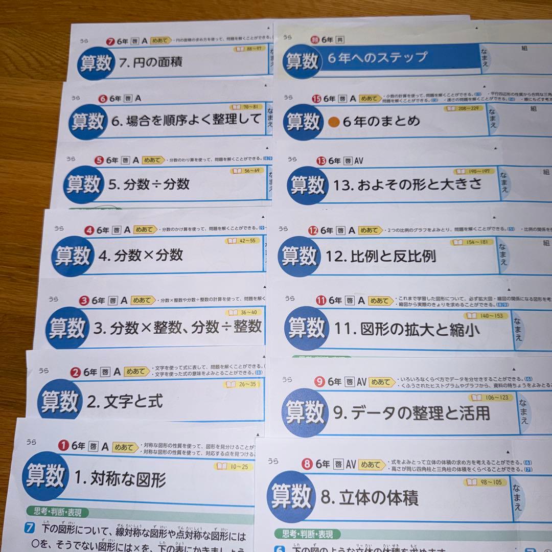 【最新版】小学6年生 算数 カラーテスト 啓林館 光文書院 15枚