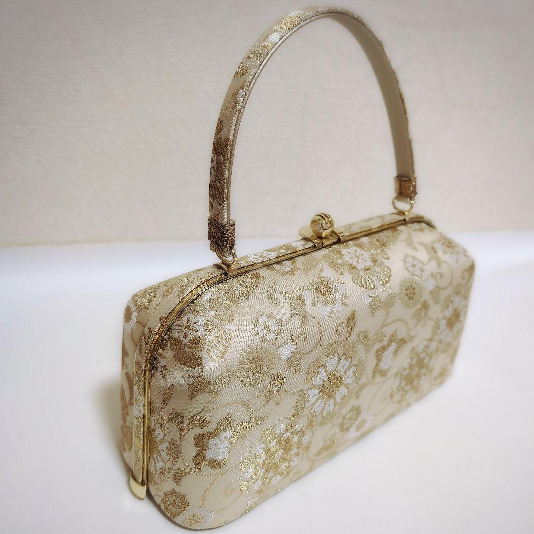 専用✨美品✨和装バッグ草履　セット　フォーマル　帯地　唐草　ゴールド　金