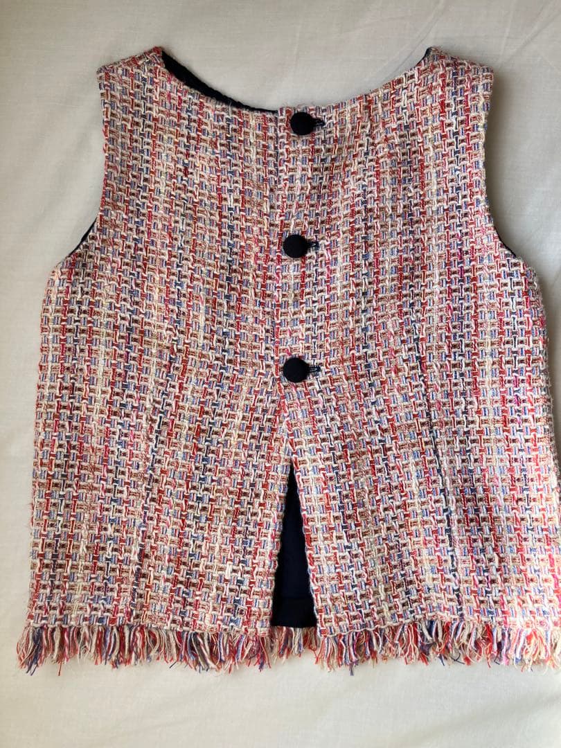 多色ツイードベスト ボタン付き