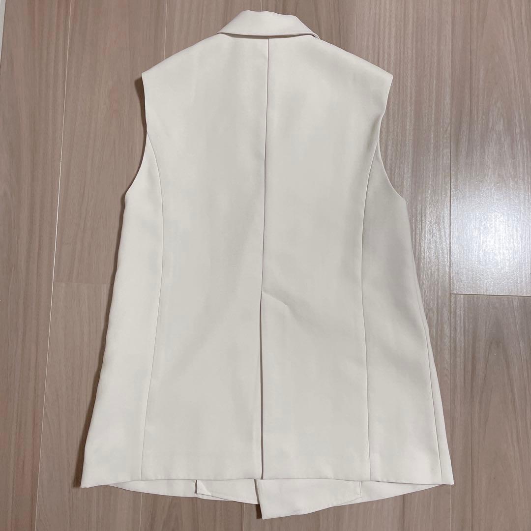 【美品】ノーブル　ロングベントジレ　ダブル　ストレッチ　ノースリーブ　36