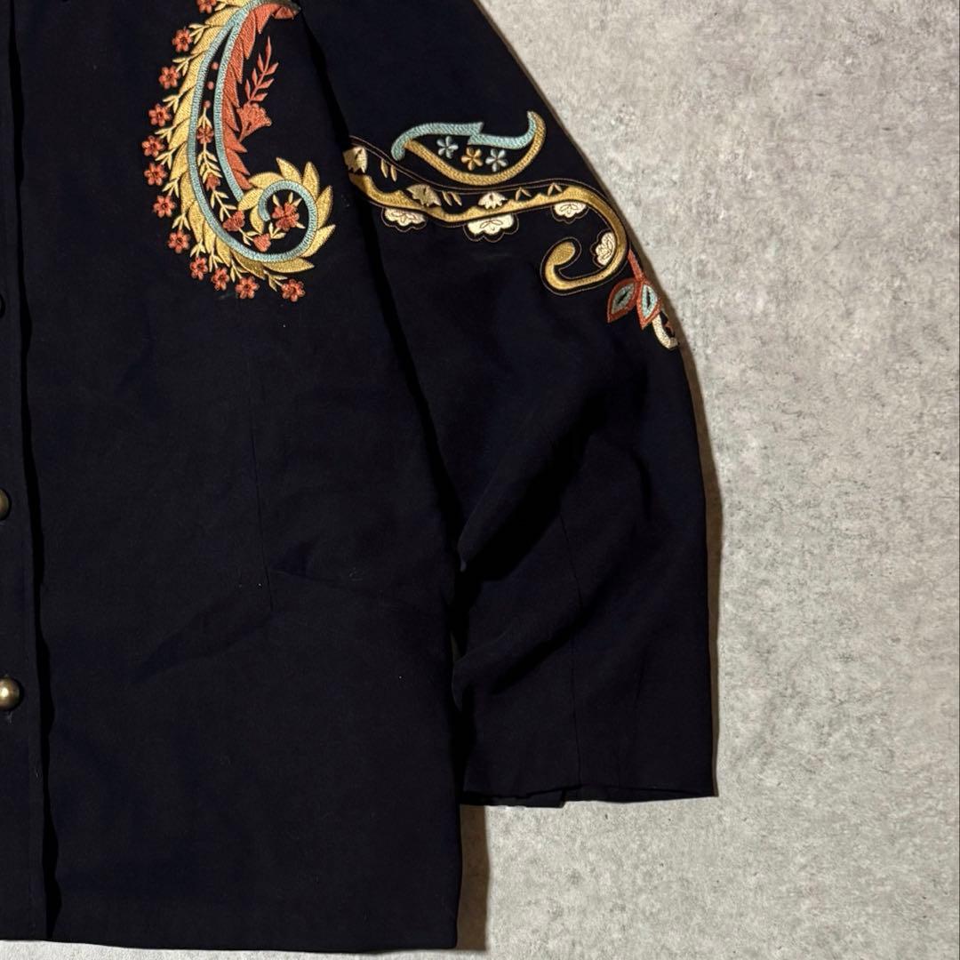 80s VINTAGE Indigo Moon 刺繍ブルゾン ジャケット 装飾