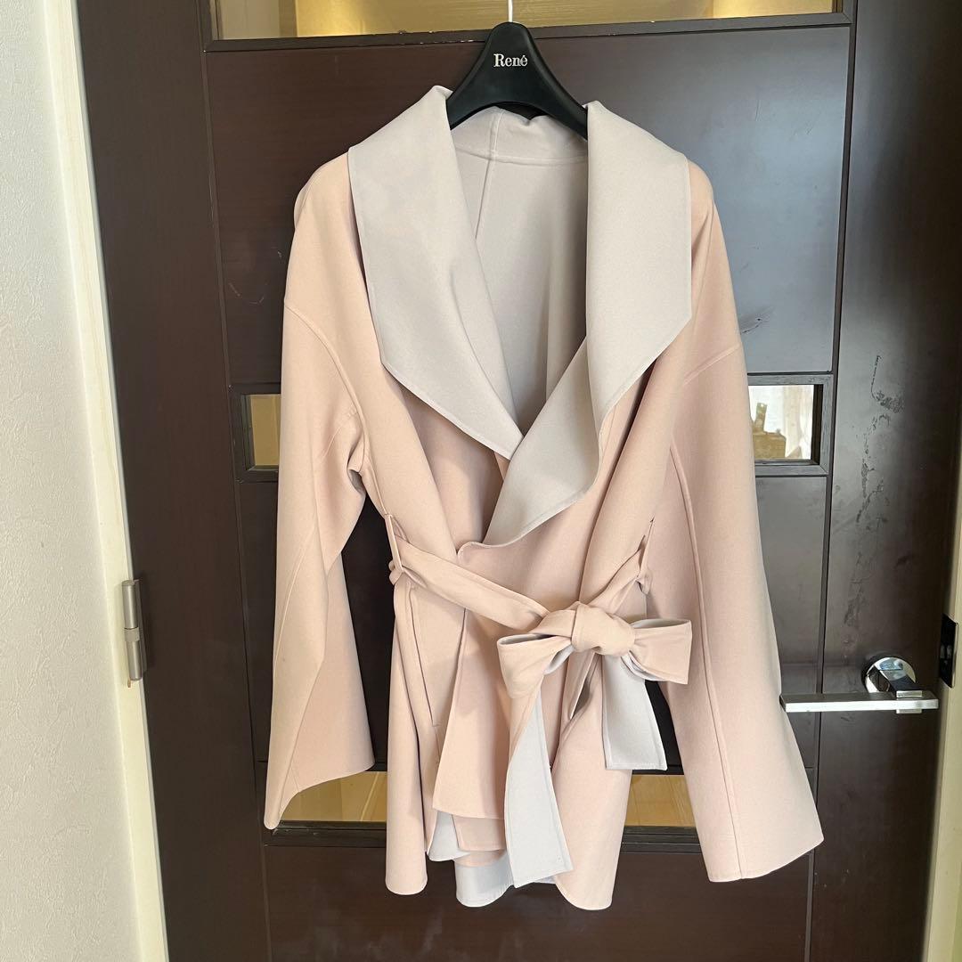 新品☆ANAYI カラーリバービッグカラーコート　ベルト付き/23区、セオリー