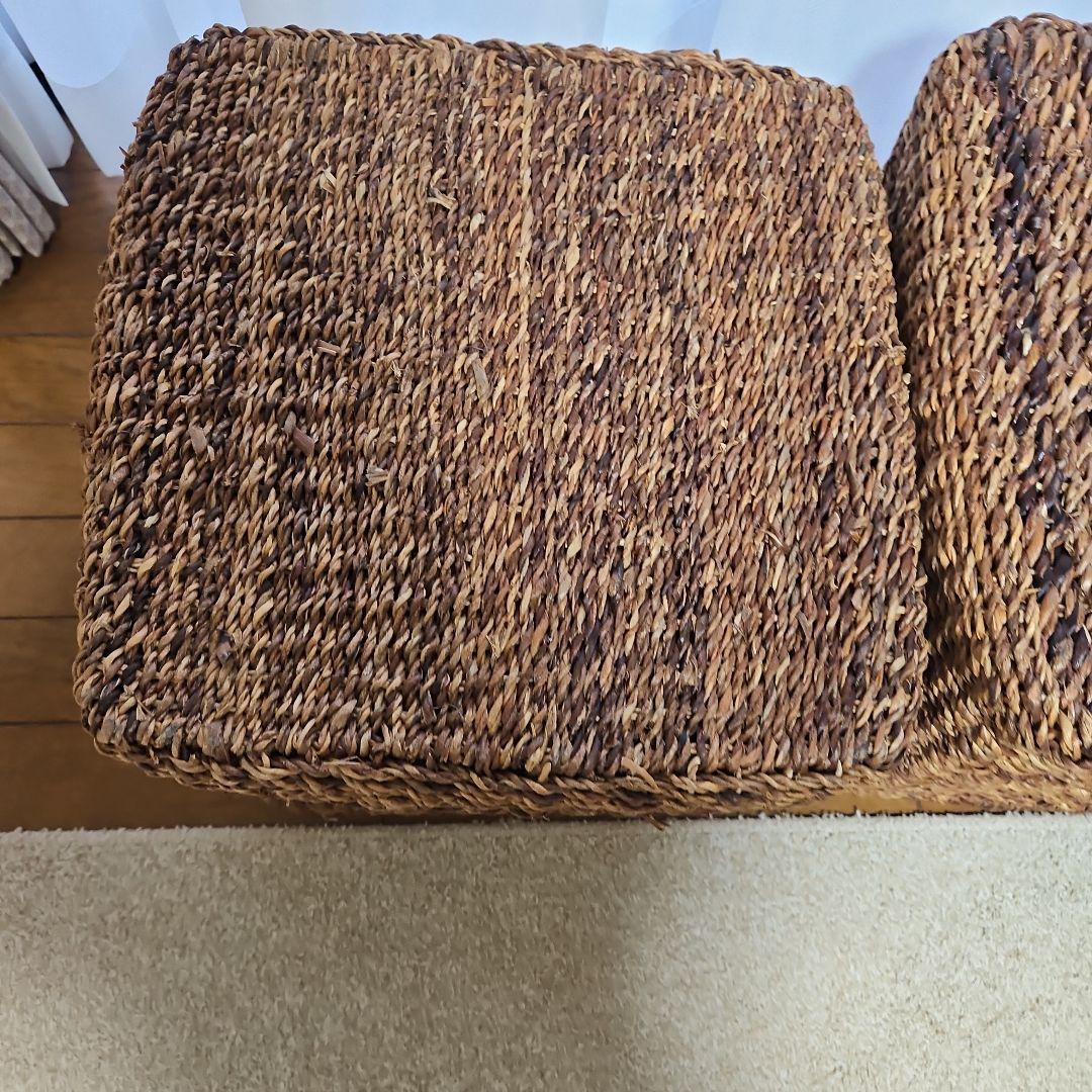 無印　バクバクオーバル　特大角形バスケット　2点　蓋付