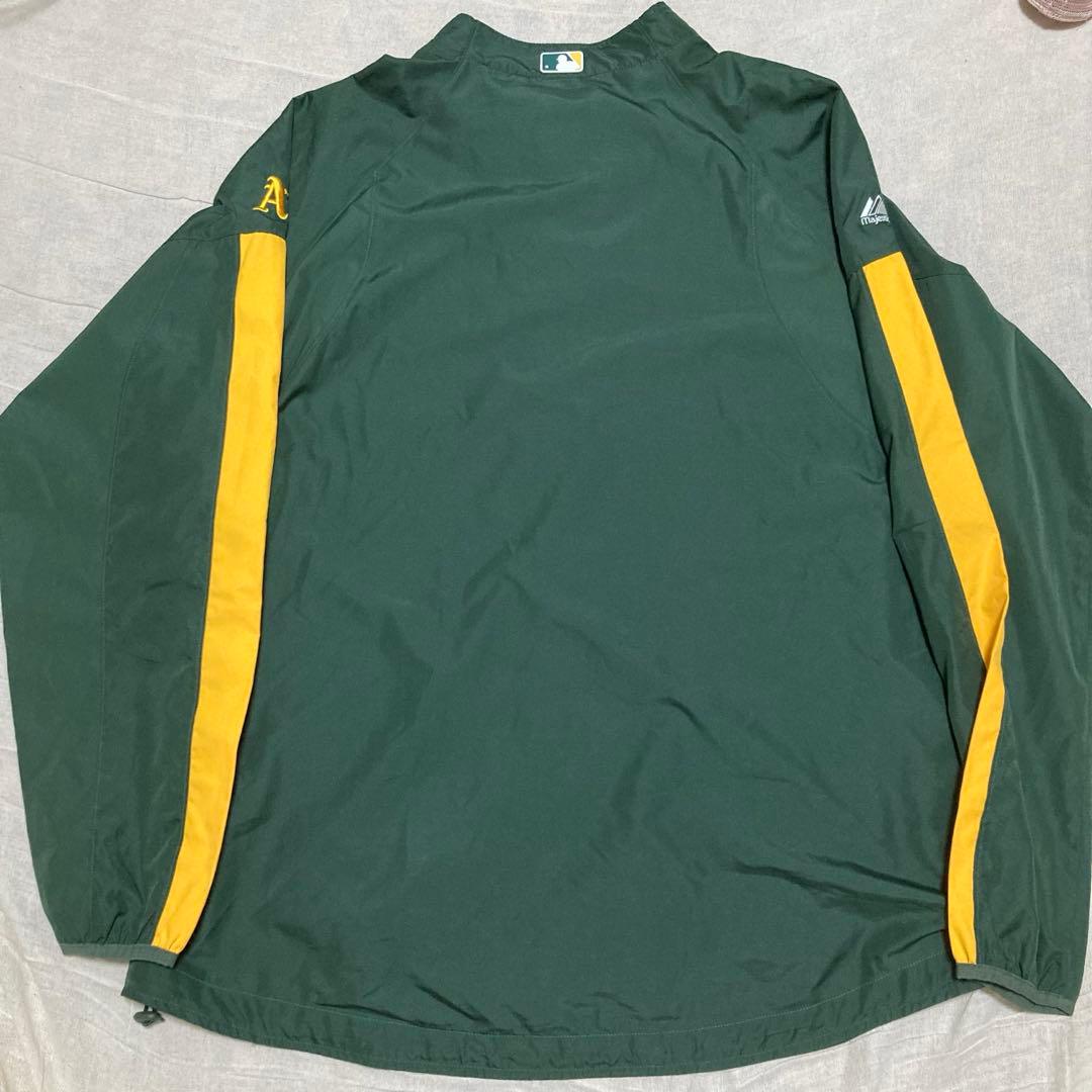 MLB アスレチックス　ハーフジップ　ナイロンプルオーバー　majestic