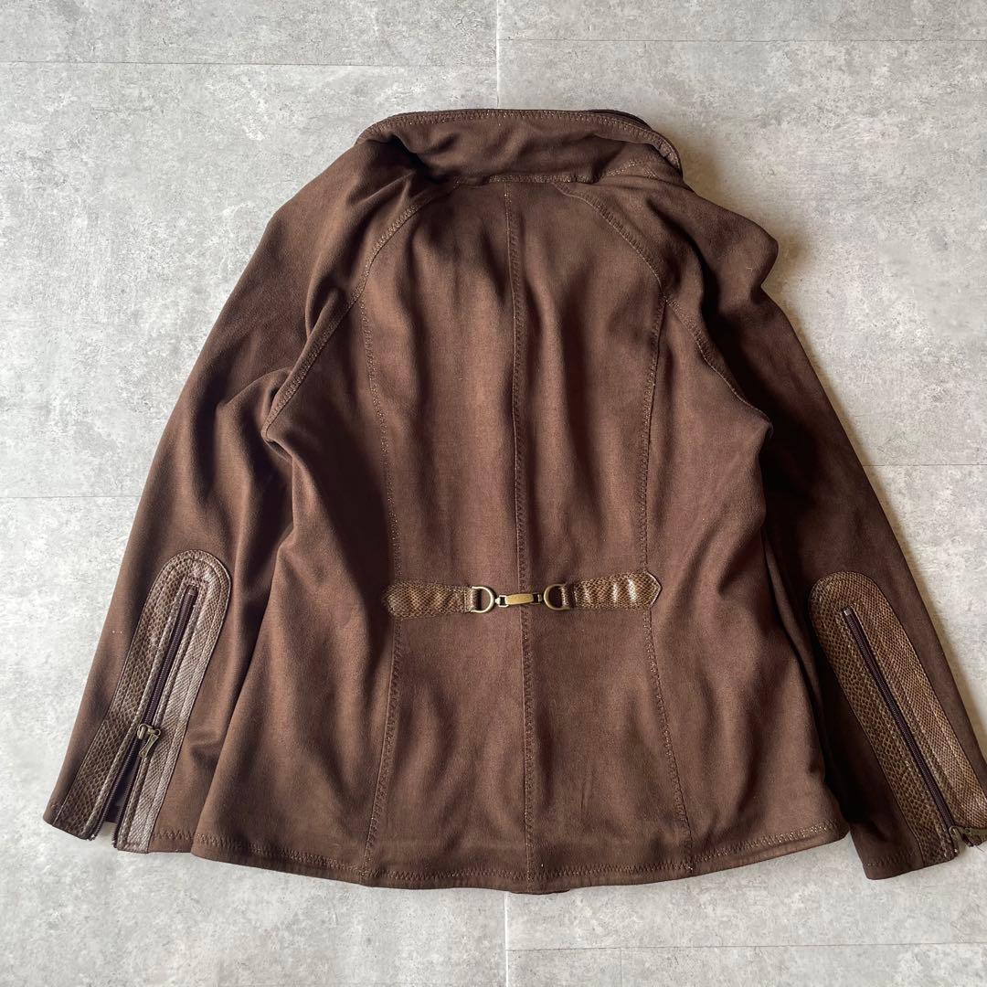 archive ジップパーカー フェイクスエード ギミック 短丈 Y2K ギャル