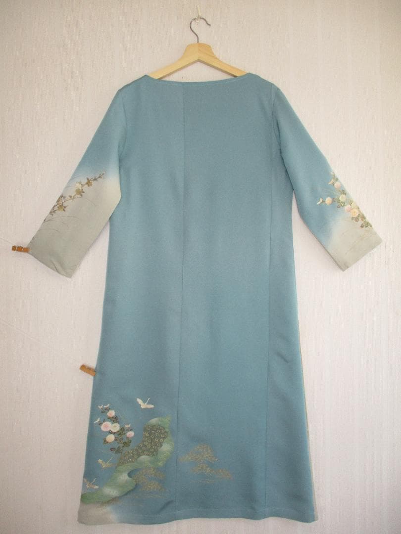 L～2Ｌサイズ　訪問着からの着物リメイクドレスです　着丈１１９cm