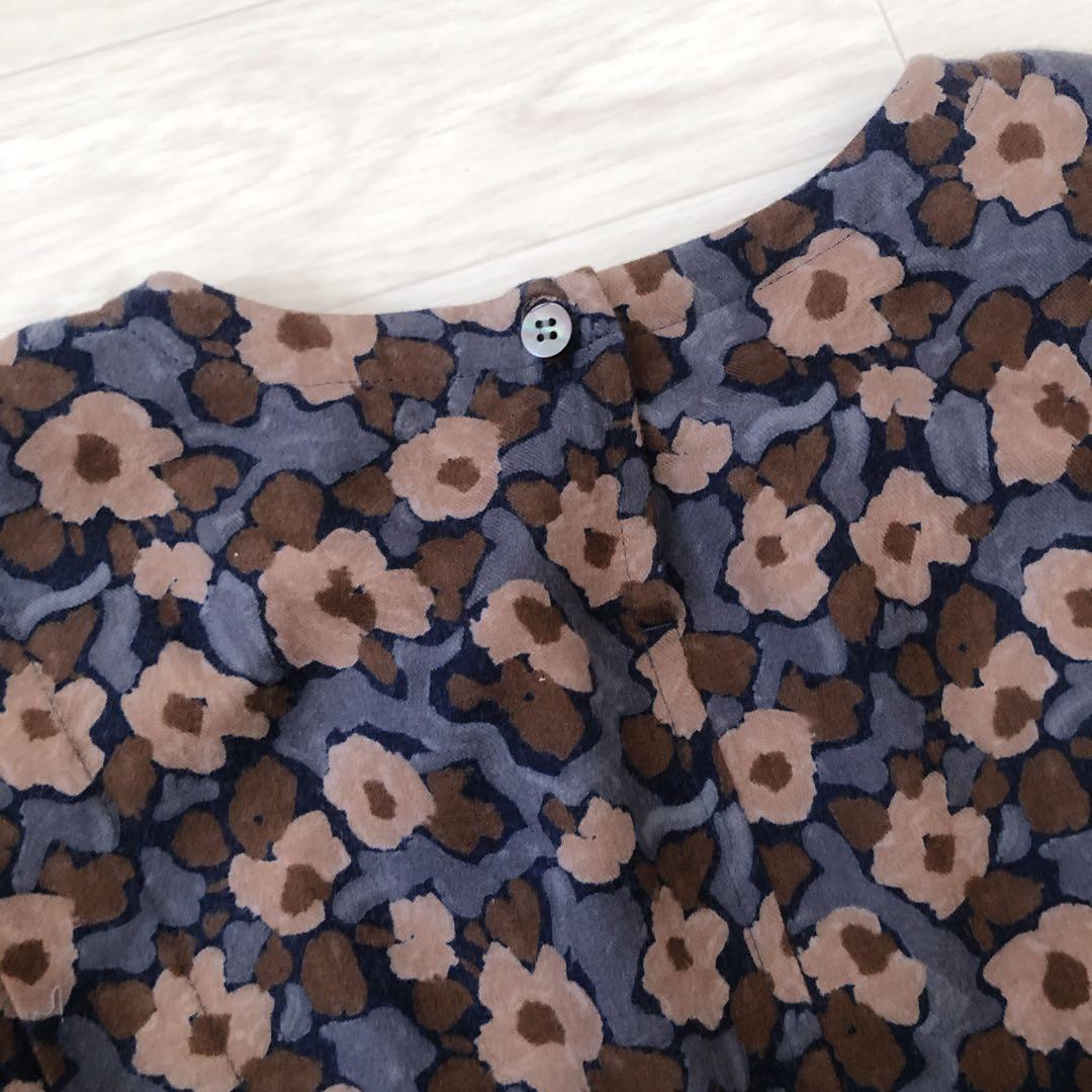 美品　TSUHARU × blu blu 花柄 後リボンワンピース