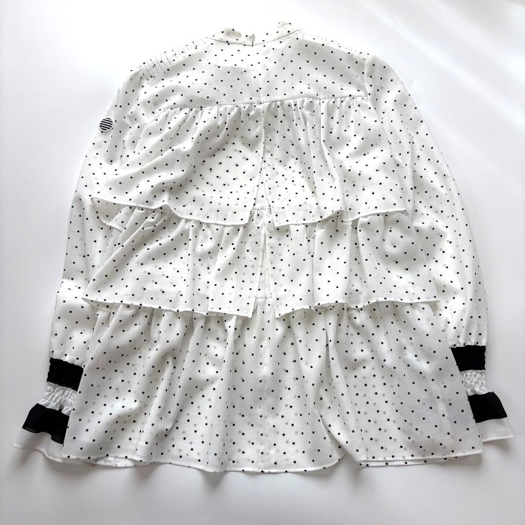 【美品】ボーダーズアットバルコニー　ドットブラウス　フリル　ティアード　長袖