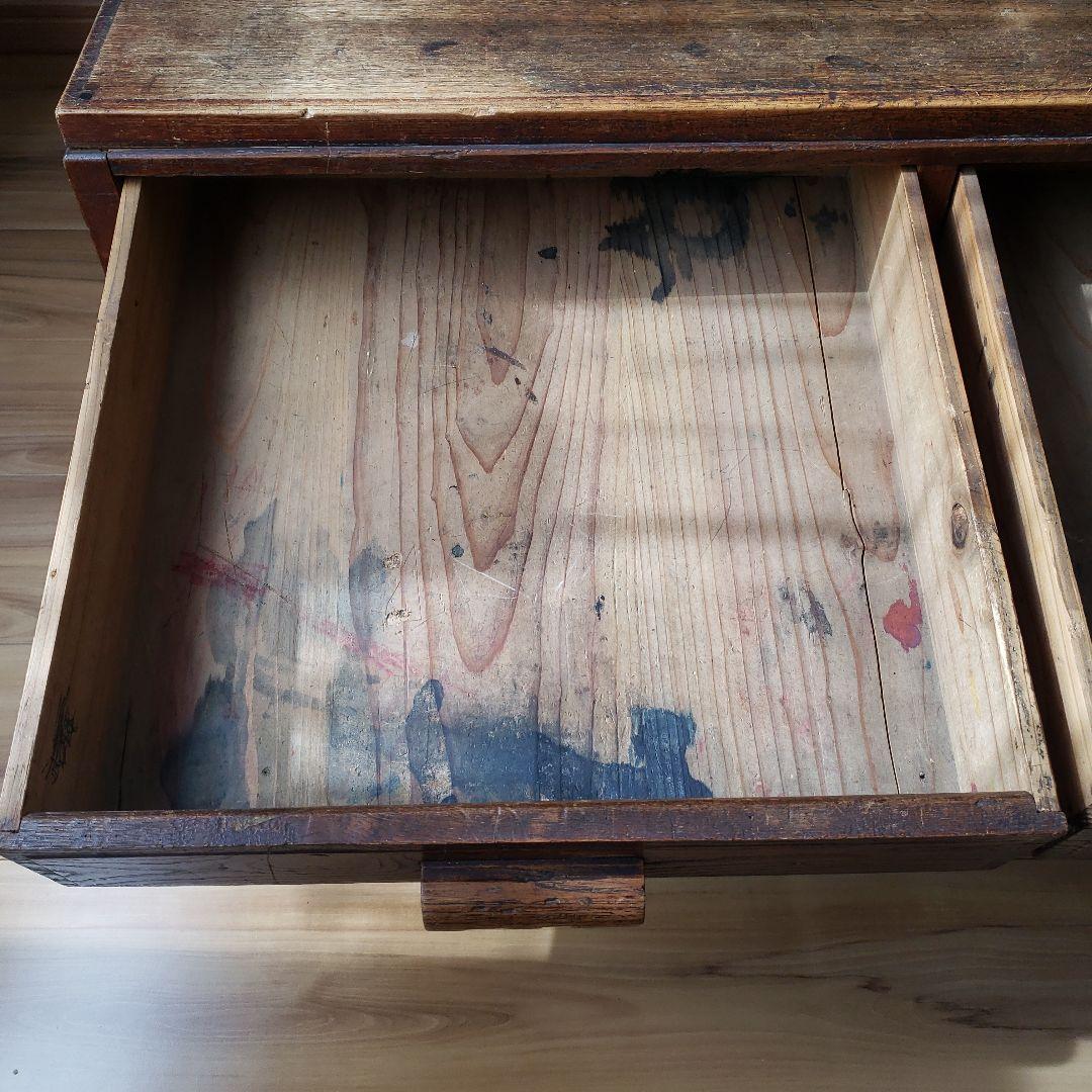 可愛い過ぎる古い机　帳場机　文机　古家具　ローテーブル　抽斗　欅　飾り台
